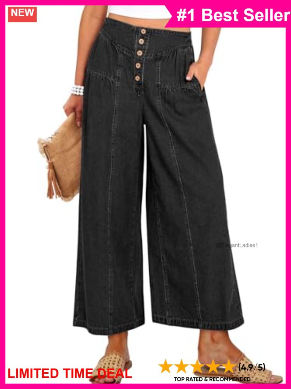 Wide Leg Cropped High Waist Baggy Barrel Jeans with Pockets